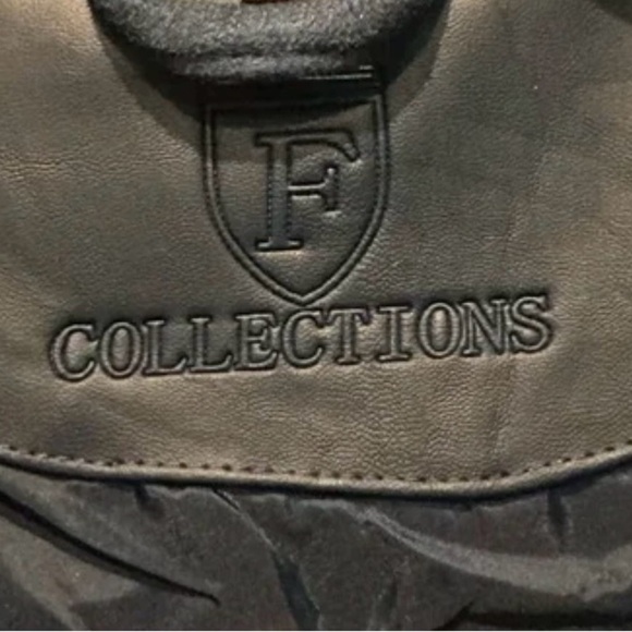 “F Collections" Jacket Size Small Blue Suede Zippered Front Long Sleeve Hooded - Picture 7 of 8